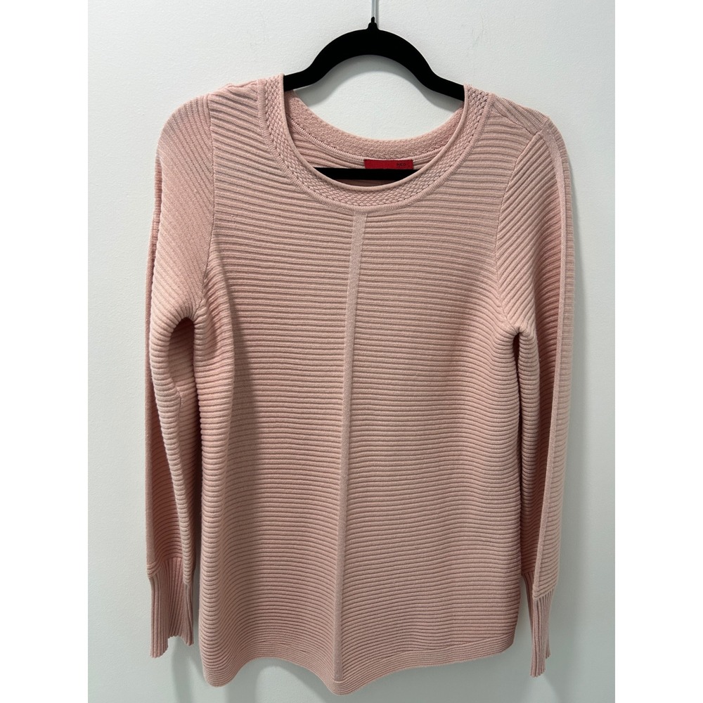 Valentino RED Ribbed Knit Sweater Dusty Pink Braided Trim R841503SM Small